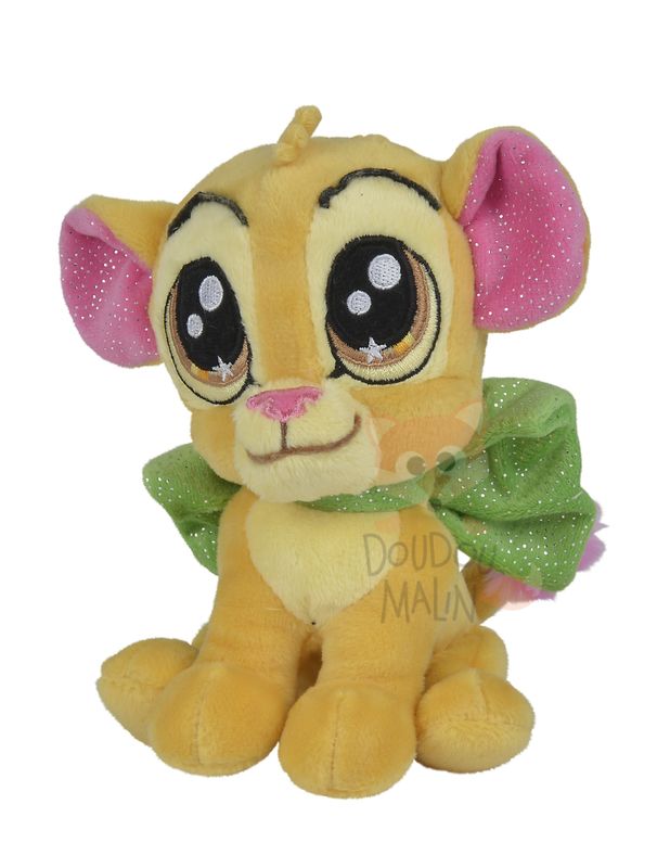 Glamour peluche simba lion jaune noeud vert 17 cm 